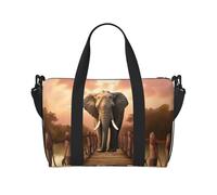 Borsone da viaggio da uomo, borsa da palestra con elefante su un ponte, borsa da viaggio con tracolla, grande borsa da palestra per donne, borsa da viaggio per weekender, borsa pieghevole per