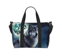 Borsone da viaggio da uomo, borsa da palestra con lupo sotto la luna, borsa da viaggio con tracolla, grande borsa da palestra da donna, borsa da viaggio per weekender, borsa pieghevole per aeroplano
