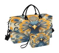 Borsone da viaggio da viaggio, da palestra, con pavone blu, borsa da viaggio per la notte, borsa da toeletta per aereo, viaggi, palestra, yoga, Pavone blu., Taglia unica, alla moda