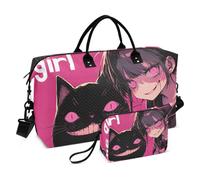 Borsone da viaggio da viaggio Weekender Gear Bag con articoli da toeletta per escursionismo pieghevole pesca nero psico ragazza