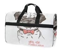 Borsone da viaggio divertente e alla moda con cane carlino, per uomini, donne, ragazzi, ragazze, adolescenti, borsa sportiva oversize con scomparto per scarpe, per la notte, il fine settimana, yoga,