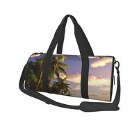 Borsone da viaggio Due farfalle e funghi Weekender Borsa da notte per uomo donna Borsa da palestra sportiva di grande capacità Borsa da palestra in tela Borse da viaggio Yoga, Ci sono palme e alberi,
