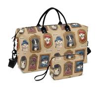 Borsone da viaggio durante la notte, borsa da viaggio per la notte, borsa da palestra con tracolla regolabile per viaggi di grande capacità, cane immagine cartone animato carino