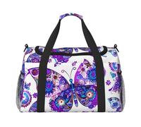 Borsone da viaggio etnico con farfalla mandala, fiore mandala, palestra, pernottamento, weekender, borsa per uomo e donna, leggera, bagaglio a mano per allenamento e vacanze