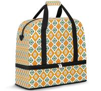 Borsone da viaggio etnico con motivo indiano per donne e uomini borse da notte per il fine settimana pieghevole bagnato separato 47 L Tote Bag per sport palestra yoga, Colore, 47 L, Organizer per