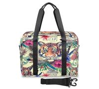 Borsone da viaggio etnico indiano con fiori di tigre per donne, uomini, ragazze e ragazzi, borsa da viaggio per il fine settimana da 32 l, borsa grande da cabina per viaggi, sport, palestra, Colore,