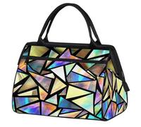 Borsone da viaggio geometrico arcobaleno per donne e uomini, 24 l, borsa da viaggio geometrica triangolare borsa da fine settimana borsa sportiva tote palestra viaggi pernottamento borsa weekend,