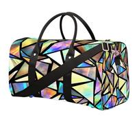 Borsone da viaggio geometrico arcobaleno per donne, uomini, bambini, ragazze, ragazzi, triangolo geometrico, 22,7 l, borsa a tracolla per il fine settimana e la notte, borsa a tracolla per sport,