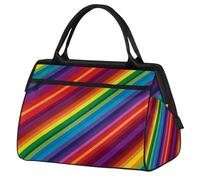 Borsone da viaggio geometrico arcobaleno per donne, uomini, bambini, ragazzi, ragazze, weekend, pernottamento, borsone da 24 l, borsa da cabina per sport, palestra, yoga, Colore, Grande, Organizer per