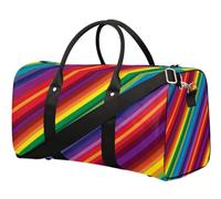 Borsone da viaggio geometrico arcobaleno per donne, uomini, ragazze, ragazzi, weekend, pernottamento, 22,7 l, borsa da cabina per sport, palestra, yoga, Colore, 22.7L, Organizer per borse