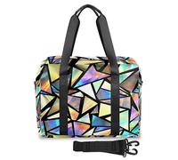 Borsone da viaggio geometrico arcobaleno per donne uomini triangolo geometrico weekend pernottamento borsa da 32 L grande borsa da cabina per viaggi sport palestra, Colore, 32 L, Organizer per borse