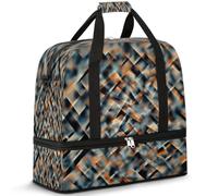 Borsone da viaggio geometrico con arte astratta per donne e uomini borse da notte per il fine settimana pieghevole bagnato separato 47 L Tote Bag per sport palestra yoga, Colore, 47 L, Organizer per