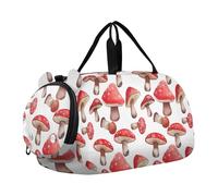 Borsone da viaggio giallo floreale con girasole autunnale per ragazze Tote Weekender Pernottamento Danza Duffle Bag Carry on Duffel Bag Ragazzi, Funghi Acquerello Rosso Bianco, classico