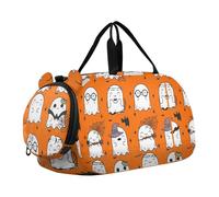 Borsone da viaggio giallo floreale con girasole autunnale per ragazze Tote Weekender Pernottamento Danza Duffle Bag Carry on Duffel Bag Ragazzi, Fantasmi Bianchi Arancione Halloween, classico