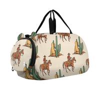 Borsone da viaggio giallo floreale con girasole autunnale per ragazze Tote Weekender Pernottamento Danza Duffle Bag Carry on Duffel Bag Ragazzi, Cowboys Cavallo Deserto Paesaggio, classico