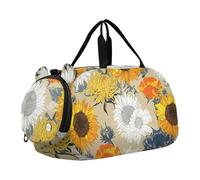 Borsone da viaggio giallo floreale con girasole autunnale per ragazze Tote Weekender Pernottamento Danza Duffle Bag Carry on Duffel Bag Ragazzi, Girasole Autunno Flore, classico