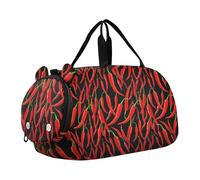 Borsone da viaggio giallo floreale con girasole autunnale per ragazze Tote Weekender Pernottamento Danza Duffle Bag Carry on Duffel Bag Ragazzi, Stampa Red Chili Peppers Nero, classico