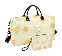 Borsone da viaggio giallo fresco carino con piccolo fiore borsa da viaggio per la notte tote e bagaglio palestra sport con tracolla regolabile per viaggi in aereo impermeabile