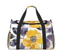 Borsone da viaggio giallo grigio fiore acquerello floreale palestra pernottamento weekend borsa per uomo donna leggero bagaglio a mano per allenamento vacanza