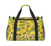 Borsone da viaggio giallo limone e ape, grande, pieghevole, impermeabile, per la notte, spiaggia, piscina, sport, palestra
