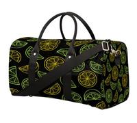 Borsone da viaggio giallo verde limone, borsa da palestra nera, borsa da palestra pieghevole, borsa per la notte, borsa da viaggio per donne e uomini, Giallo Verde Limone, 17.4(L) x 8.3(W) x 9.5(H)