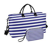 Borsone da viaggio grande, a righe blu e bianche, borsa da viaggio per donne e uomini, borsa da viaggio con custodia trolley, essenziale per viaggi in aereo, #06, Taglia unica, alla moda