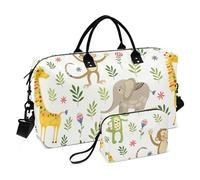 Borsone da viaggio grande borsa da palestra set da 2 pezzi borsa da weekend con borsa da toilette per viaggi trekking senza cuciture modello bambino leone giraffa scimmia, Seamless Baby Pattern Leone