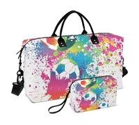 Borsone da viaggio grande, colorato, da calcio, bianco, borsa da viaggio per donne e uomini, con custodia trolley, essenziale per viaggi in aereo, #01, Taglia unica, alla moda