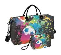 Borsone da viaggio grande, colorato per calcio, nero, borsa da viaggio per donne e uomini, con custodia trolley, essenziale per viaggi in aereo, #01, Taglia unica, alla moda