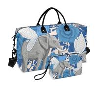 Borsone da viaggio grande con elefante con ali di rosa blu, borsa da viaggio per weekender, borsa da palestra con tracolla regolabile per trekking pieghevole, Elefante dalle ali di rosa blu, 1 size