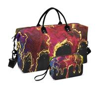 Borsone da viaggio grande, con glitter color oro effetto marmo arcobaleno, liquido, borsa da viaggio per donne e uomini, borsa da viaggio con trolley, accessorio essenziale per viaggiare in aereo,