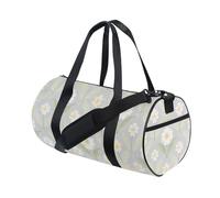 Borsone da viaggio grande con margherite bianche e fiori grigi, borsa da viaggio multifunzionale