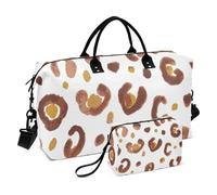 Borsone da viaggio grande con stampa leopardata giallo pallido borsone da viaggio per il fine settimana borsa da palestra con tracolla regolabile per yoga multifunzionale