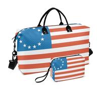 Borsone da viaggio grande con tracolla regolabile per allenamento multifunzionale Betsy Ross bandiera primi Stati Uniti blu rosso