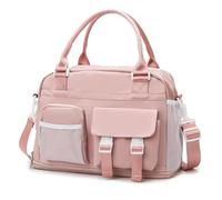 Borsone da viaggio grande da donna, borsone da weekend impermeabile con scomparto for scarpe e tasche asciutte e bagnate, ideale for allenamento, fitness, viaggi del fine settimana(Pink)