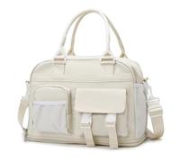 Borsone da viaggio grande da donna, borsone da weekend impermeabile con scomparto for scarpe e tasche asciutte e bagnate, ideale for allenamento, fitness, viaggi del fine settimana(White)