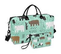 Borsone da viaggio grande, motivo senza cuciture con simpatici orsi, borsa da viaggio per donne e uomini, borsa da viaggio con custodia trolley, essenziale da viaggio in aereo per volare, #07, Taglia