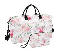 Borsone da viaggio grande, rosa con fiori rosa a righe per weekender, borsa da viaggio per donne e uomini, borsa da viaggio con custodia trolley, essenziale da viaggio in aereo per volare, #01, Taglia