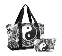 Borsone da viaggio grigio Tai Chi Bagua Formazione Weekender Duffel Bag con Toiletry Bag per Aereo Viaggi Multifunzionale, Formazione grigia di Tai Chi Bagua, 1 size