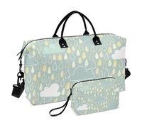 Borsone da viaggio grigio verde per la pioggia, borsa da viaggio, borsa da palestra, con tracolla regolabile, per escursionismo, pieghevole, Giornata di pioggia grigia verde, 1 size