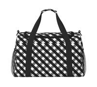 Borsone da viaggio impermeabile con griglia nera, compatta, per sport, palestra e fine settimana, per uomini e donne