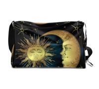 Borsone da viaggio in pelle con sole e luna, stile antico, stile bohémien, per uomo, donna, ragazzi, ragazze, weekend, sport, palestra, borsa da viaggio, borsa a tracolla singola, Colore, 18.5L,