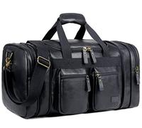 Borsone da viaggio in pelle Weekender Bag Carry on Pernight Bag Sports Duffel bag Per uomini e donne HB-21, nero