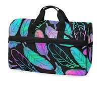 Borsone da viaggio in stile bohémien con piume arcobaleno, per uomini, donne, ragazzi, ragazze, adolescenti, borsa da palestra oversize con scomparto per scarpe, per la notte, il fine settimana, yoga,