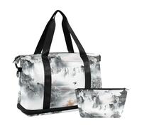 Borsone da viaggio in stile cinese Lanscape Ink Large Travel Bag Gym Carry on con tracolla regolabile per viaggi di lavoro pieghevole, Inchiostro lanscape stile cinese, 1 size