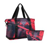 Borsone da viaggio in stile giapponese Anime Evil con tasca bagnata tracolla regolabile Tote Bag per allenamento Set da 2 pezzi per uomini donne