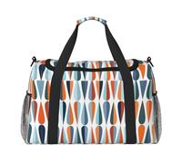 Borsone da viaggio in stile retrò moderno di metà secolo con forme a goccia, borsone da viaggio per fine settimana, weekend, borsa a mano per allenamento, sport, ospedale