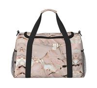 Borsone da viaggio in tela con stampa in marmo oro rosa per donne borsa da viaggio borsa da viaggio borsa da donna borsa da viaggio borsa tote, nero, Taglia unica