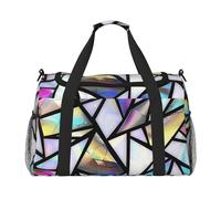 Borsone da viaggio in vetro colorato con geometria arcobaleno, borsa da palestra per la notte e il weekender, per uomini e donne, leggero, bagaglio a mano per allenamento e vacanze
