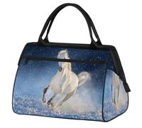 Borsone da viaggio invernale con cavallo da corsa per donne, uomini, bambini, ragazze, cavallo bianco, weekend, pernottamento, borsone da 24 l, borsa da cabina per sport, palestra, yoga, Colore, (24L)